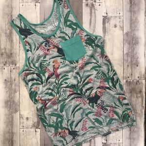 tropical leaves and birds tank top